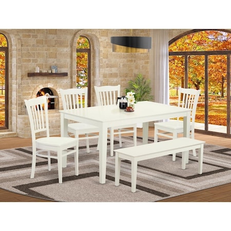 East West Furniture 6 Piece Capri Dining Room Set - Linen White CAGR6-LWH-W